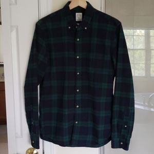 J Crew navy and forest green plaid button down